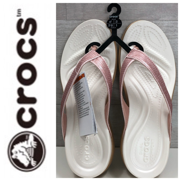 crocs capri v sequin rose gold